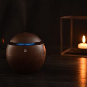 Gömb alakú ultrahangos aroma diffúzor sötétbarna színben LED világítással - 130 ml (BBV) - Image 6