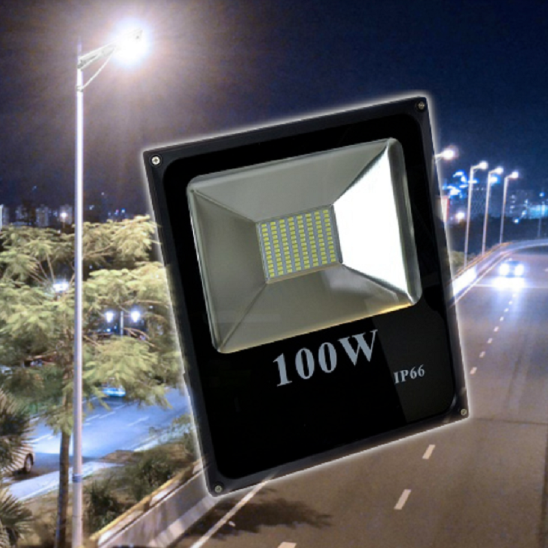 Nagyteljesítményű kültéri 100W LED reflektor – víz, por-, és ütésálló – hideg fehér (BBD) (BBV) (2)