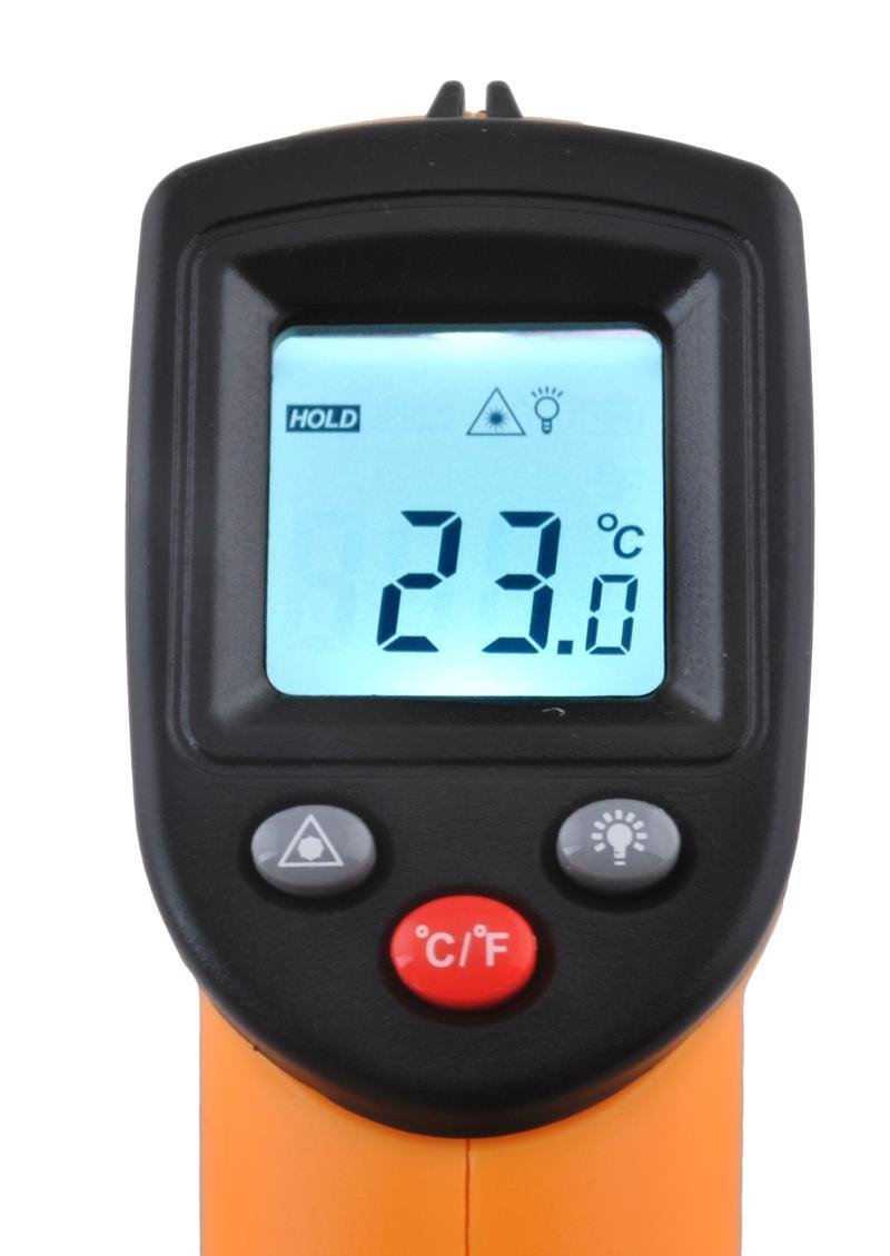 LCD kijelzős infravörös ipari hőmérő – fekete, narancssárga (BB-1954) (3)