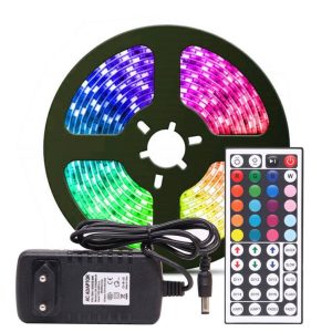 Színváltós 5050 RGB LED szalag szett – 5 méter, 44 gombos távirányítóval (BBV) - Image 3