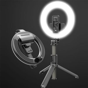 2 az 1-ben prémium L07 selfie bot kör reflektoros állvánnyal - 360°-ban forgatható, 3 világítási móddal (BBV) - Image 7