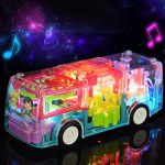 Világító és zenélő játék autóbusz átlátszó műanyagból 3