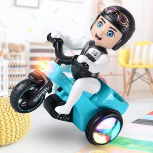 Egykerekező biciklis fiú - pörgő, forgó, zenélő, 3D világító kerékpáros figura (BBJ) - Image 2
