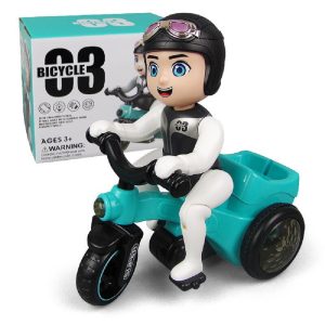 Egykerekező biciklis fiú - pörgő, forgó, zenélő, 3D világító kerékpáros figura (BBJ) - Image 1