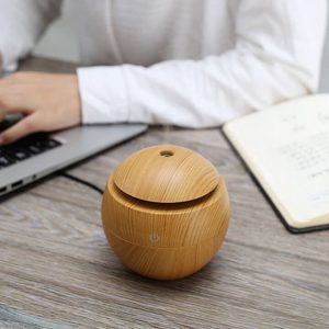 Gömb alakú ultrahangos aroma diffúzor világosbarna színben LED világítással - 130 ml (BBV) - Image 8