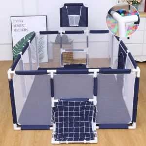 Gyermek járóka focikapuval és kosár palánkkal örökmozgó babáknak mintás játszószőnyeggel - fiús szín (BBJ) - Image 5