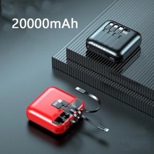 Kis méretű power bank 4 féle beépített kábellel és mini zseblámpával - 20000 mAh (BBV) - Image 4