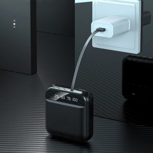 Kis méretű power bank 4 féle beépített kábellel és mini zseblámpával - 20000 mAh (BBV) - Image 5