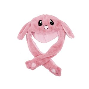 Aranyos, pihe-puha nyuszis sapka mozgatható fülekkel - rózsaszín (FX) (BBJ) - Image 3