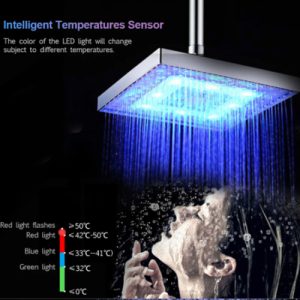 RGB négyzet alakú színváltós LED zuhanyfej - vízfolyásra a LED automatikusan bekapcsol (BBV) - Image 3