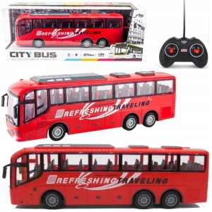 32cm-es játék busz működő fényszórókkal és 27MHz-es frekvenciájú távirányítóval (BBJ) - Image 1