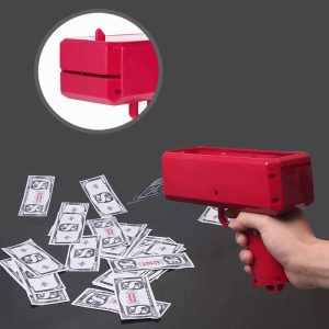 Money gun - piros színű elektromos pénzkilövő pisztoly 100 db játék bankjeggyel - esküvőre, bulira, fotózáshoz (BBJ) - Image 4