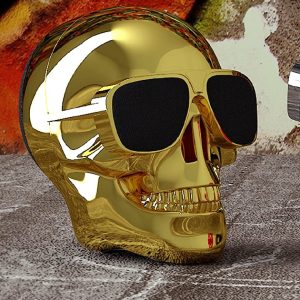 Vagány, napszemüveges koponya formájú bluetooth hangszóró kiváló hangzással - arany színű - 8W  (THM) (BBD) - Image 3