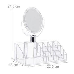 Kozmetikai rendszerező rengeteg rekesszel és kivehető, 360°-ban forgatható, 5x nagyítású sminktükörrel (BBV) - Image 16