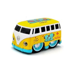 Transporter T1 játék kisbusz elefántos mintával – lendkerekes sárga busz fémből – 8 x 5 x 5 cm (BBLPJ) - Image 1