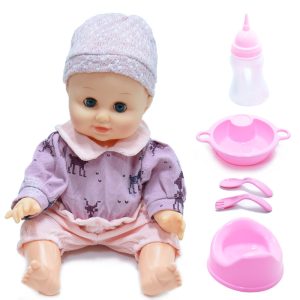 Itatható, pisilő és beszélő Polly játékbaba cumisüveggel, bilivel és tépőzáras babaruhával - 33 cm (BBJ) - Image 1