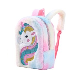 Csillogó és világító unikornis hátizsák kislányoknak beépített LED-ekkel, puha plüss anyagból - 23 x 7 x 28 cm (FX) (BBLPJ) - Image 17