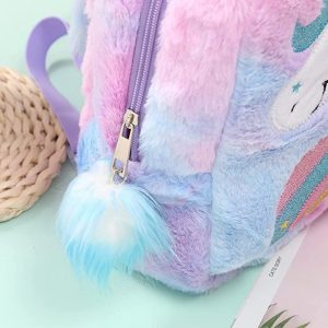 Csillogó és világító unikornis hátizsák kislányoknak beépített LED-ekkel, puha plüss anyagból - 23 x 7 x 28 cm (FX) (BBLPJ) - Image 5