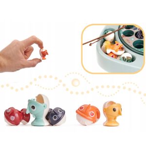 Készségfejlesztő asztali társasjáték gyerekeknek - horgászos játék mágneses pecabotokkal, forgó táblával és 24 kifogható halacskával (BBJ) - Image 4