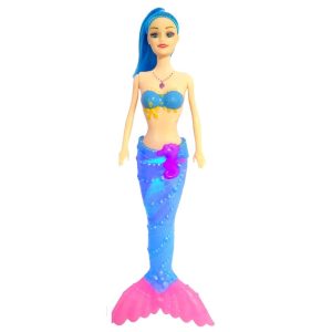Bájos sellő barbi tündöklő uszonnyal, vagány, csillogó bikini felsőben - műanyag tengericsillag, vízicsikó és tintahal figurával - 34 cm (BBE) - Image 5
