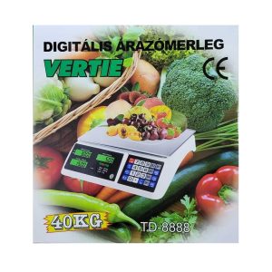 Digitális árazómérleg 40 kg-ig - árszorzós bolti mérleg 3 LCD kijelzővel - 5 gramm pontosság, rozsdamentes acél mérőtálca (BBD)(BBA)(BBKM) - Image 4