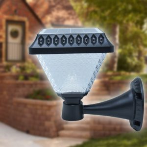 Napelemes fali lámpa szögletes üveg hatású vízálló műanyag házzal és mozgásérzékelővel - retro megjelenésű szolár lámpa (BBD) - Image 3