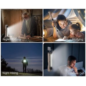 FT-18 kihajtható munkalámpa 7 világítási móddal, 3600mAh tölthető akkumulátorral és telefontartóval - szerelés közben mágnessel rögzíthető (BBV) - Image 8