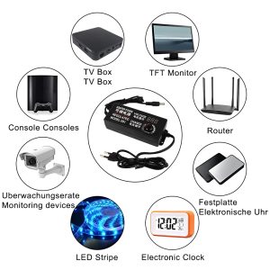 LCD kijelzős hálózati adapter túltöltés elleni védelemmel és feszültség szabályozóval - 100V-240V 50/60Hz (THM) - Image 4