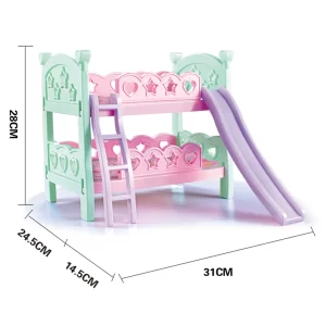 Emeletes játék babaágy korláttal, létrával és csúszdával vidám színekben - 31 x 28 x 21 cm (BBJ) - Image 5