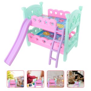 Emeletes játék babaágy korláttal, létrával és csúszdával vidám színekben - 31 x 28 x 21 cm (BBJ) - Image 2