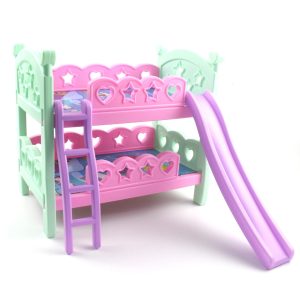 Emeletes játék babaágy korláttal, létrával és csúszdával vidám színekben - 31 x 28 x 21 cm (BBJ) - Image 6