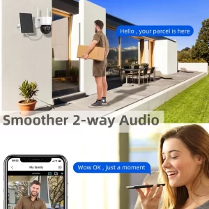 Időjárásálló, kültéri, Wifi biztonsági kamera rendszer napelemmel - vezeték és áramforrás nélkül működtethető okos térfigyelő kamera (FX) (BBV) (BBD) - Image 3