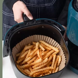 50 db air fryerbe helyezhető kerek sütőpapír - tapadásmentes sütőkosár olaj nélküli sütőhöz - 16 x 4 cm (BBKM)(BBM) - Image 6