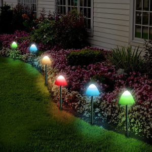 10 db-os RGB LED szolár lámpa készlet - varázslatos, világító gomba alakú éjszakai fény és hangulatvilágítás a kertedbe (BBV) (BBJH) - Image 6