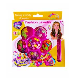 Virág alakú gyöngyékszer készítő szett kislányoknak damillal és változatos formájú, színes gyöngyökkel (BBJ) - Image 4