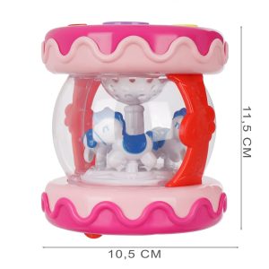 Világító, forgó, zenélő elemes körhinta aranyos lovacskákkal - 10,5 x 11,5 cm - rózsaszín (BBJ) - Image 5