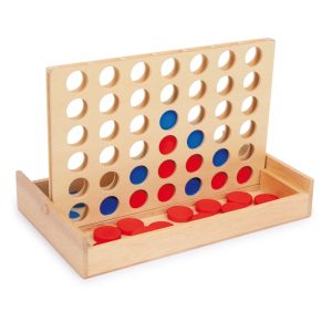 Fából készült táblás ötödölő társasjáték 42 koronggal - készségfejlesztő, logikai társasjáték (BBJ) - Image 5