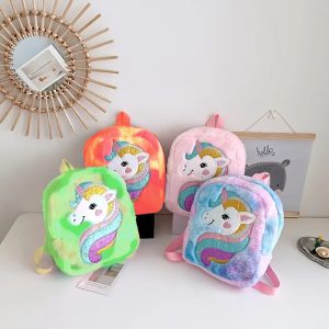 Csillogó és világító unikornis hátizsák kislányoknak beépített LED-ekkel, puha plüss anyagból - 23 x 7 x 28 cm (FX) (BBLPJ) - Image 6