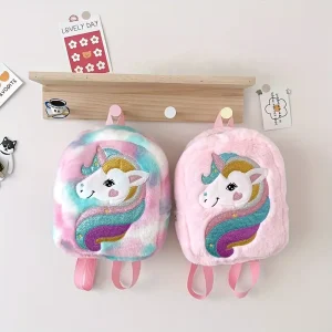 Csillogó és világító unikornis hátizsák kislányoknak beépített LED-ekkel, puha plüss anyagból - 23 x 7 x 28 cm (FX) (BBLPJ) - Image 12