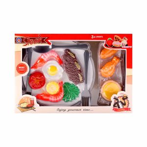 15 részes színes játék ételkészlet gyerekeknek - éttermes játék szett tányérokkal, evőeszközökkel (BBLPJ) - Image 3