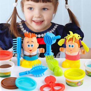 Gyurmás fodrászkészlet gyerekeknek - formázható, vágható, növeszthető hajú babákkal, fésűvel, ollóval (BBLPJ) - Image 2