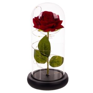 LED-es örök rózsa üvegben - dekor lámpa díszdobozban (BBJ) - Image 5