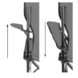 Összecsukható és könnyen hordozható kempingszék italtartós karfával és 100 kg teherbírással - szürke horgászszék (BBL) - Image 3