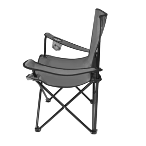 Összecsukható és könnyen hordozható kempingszék italtartós karfával és 100 kg teherbírással - szürke horgászszék (BBL) - Image 4