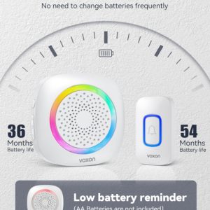 Vezeték nélküli vízálló ajtócsengő RGB fénnyel, 60 csengőhanggal (BBD) - Image 5