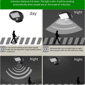 Solar kültéri fényérzékeny mozgásérzékelős, időjárásálló kerti fali lámpa (BBR) - Image 8