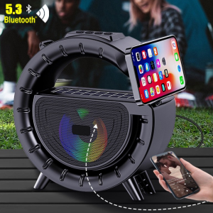 Innovatív hordozható napelemes vezeték nélküli Bluetooth hangszóró lámpával és praktikus vállra akasztható pánttal DV-800 (BBV) - Image 5