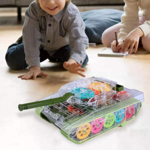 Világító, zenélő, átlátszó fogaskerék tank - színes világító zenés lámpás játék kicsiknek (BBJ) - Image 2