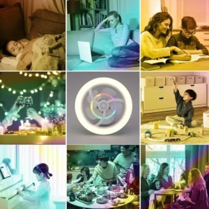 E27 LED mennyezeti ventilátor izzólámpa,  távirányítóval szabályozható - RGB  (THM) - Image 5