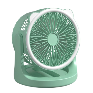 Hordozható mini újratölthető asztali ventilátor praktikus LED lámpával - 180°-ban forgatható, 3 sebességes (BBJH) - Image 8
